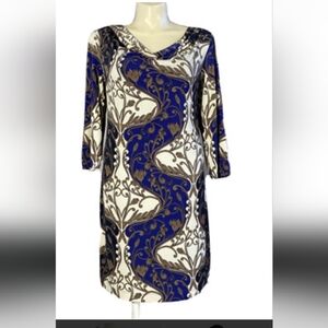 Jessica Howard Elegant Blue and Brown Dress